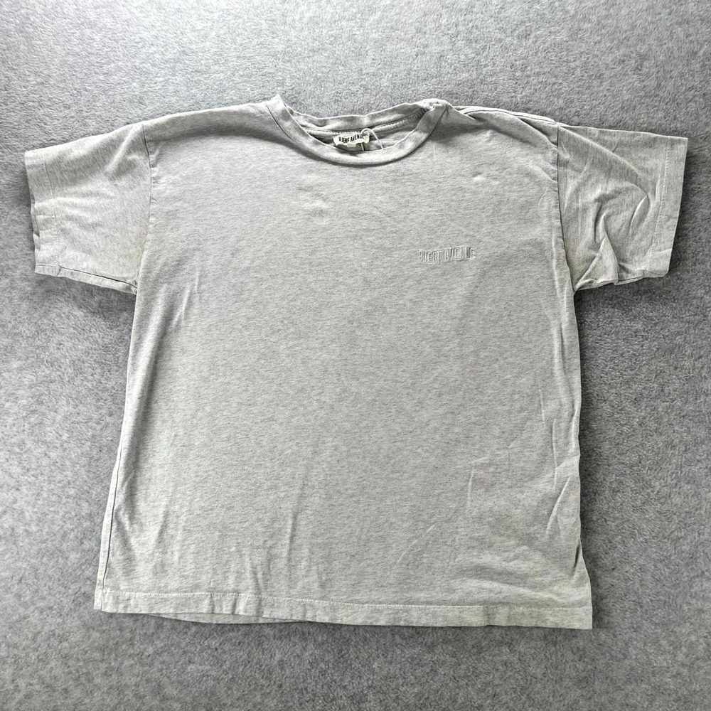 Djerf Avenue T Shirt Womens Large Heather Gray Cotton Organic Rib Crew Neck